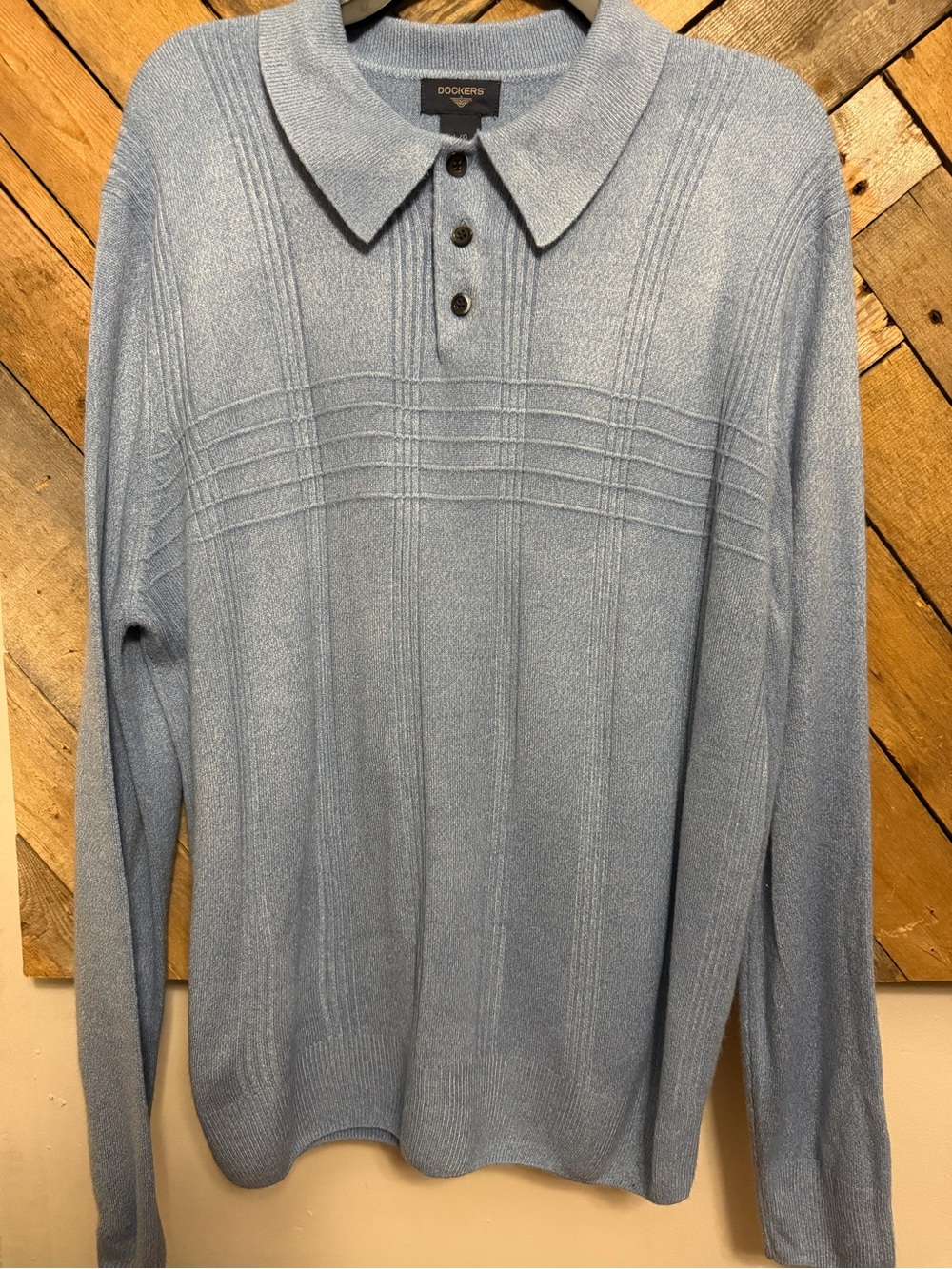 Dockers Light Blue V-Neck Polo Knit Sweater